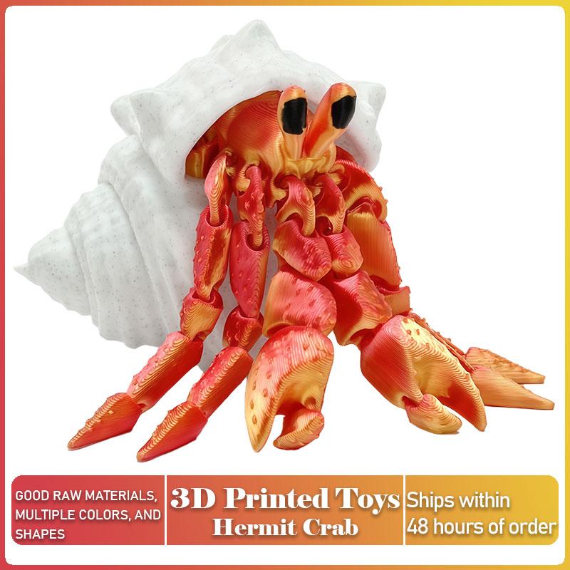 Articulated Hermit Crab 3D Printed Model Movable Joints Cool Desktop Creative Ornament Fun Home Room Decoration Crafts Artwork