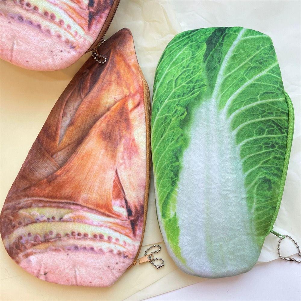 Simulated Food Pencil Case Vegetable Stationery Storage Bag Funny Plush Pencil Bag  Students Kid