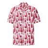 Wine Bottle Print Lapel Short Sleeve Men Shirt, Lightweight Loose Summer Casual Button Down Clothing