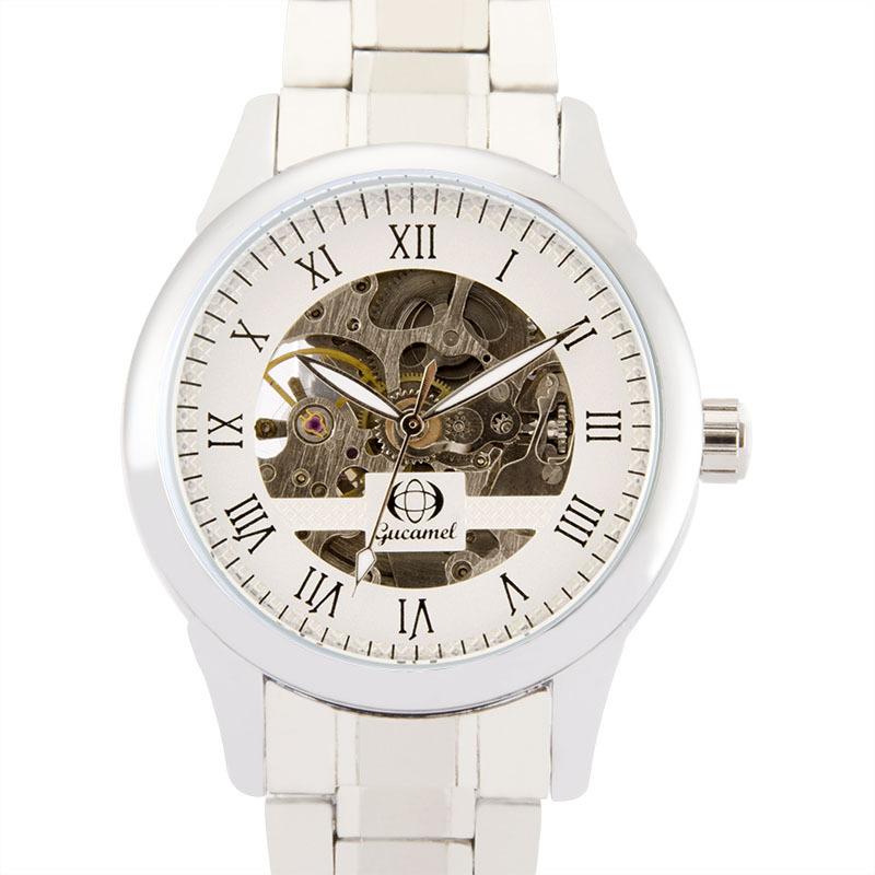 GUCAMEL Módní mechanické hodinky s římskými číslicemi, duté mechanické pánské hodinky, pánské hodinky