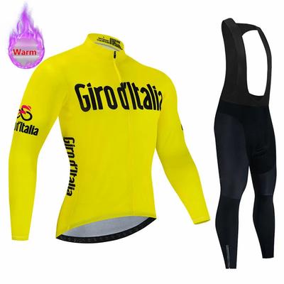 Italien Winter Thermofleece Langarm Radtrikot Set Trägerhose Ropa Ciclismo Fahrradbekleidung MTB Bike Herren Profi Team Anzug