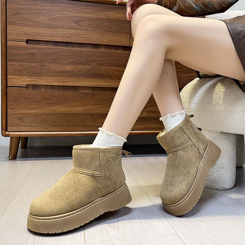 Winter Women Short Plush Warm Snow Boots Casual Shoes New Suede Fur Chelsea Ankle Boots Flats Platform Ladies Shoes Botas