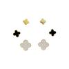 Kanamina Prachtige Vierklapper Diamant-Belegde Oorbellen, s925 Zilver, Veelzijdig Modeaccessoire (Set van Drie Paren)