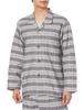 Gunze Made in Banshu Long Sleeve and Pants Dyed SF4353 Men's Pajamas, Japan, Weave, (Front Opening), 100% Cotton, Flannel, Gray,