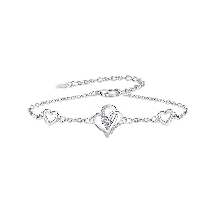 Double Heart Interlocking Love Bracelet, Niche Design Sense, Versatile Accessories for Girlfriend Gifts