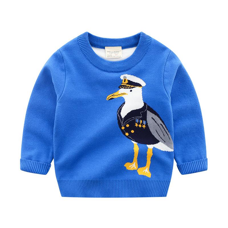 Boys Cartoon Knit Sweater Long Sleeve Pullover Soft Warm Casual Fashion Top Clothing for Toddler and Kids