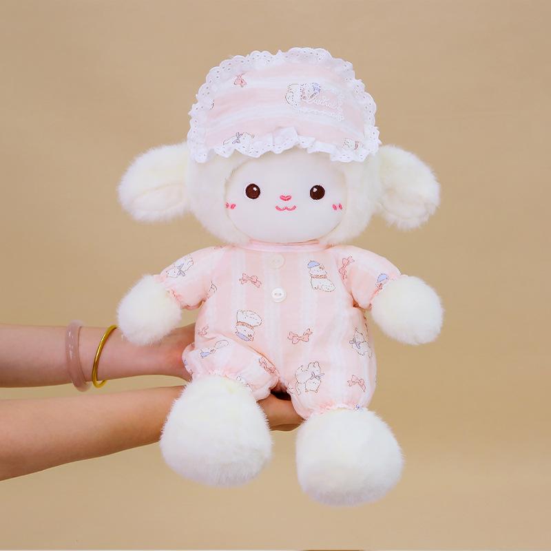 Snot Bear New Pajamas Lamb Doll Cute Sheep Doll Birthday Gift Girls Soothing Doll Sleeping Throw Pillow