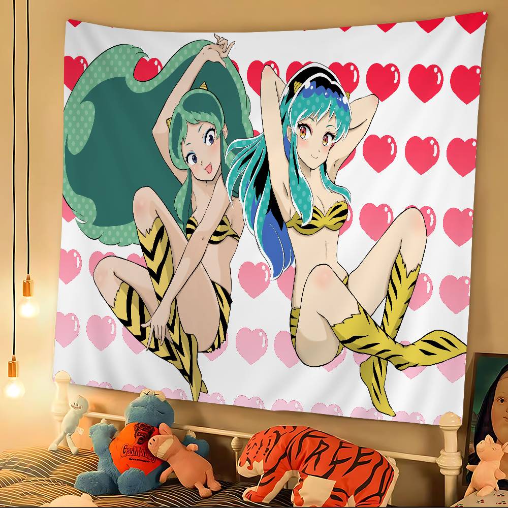 Urusei Yatsura Anime DIY Wall Tapestry Hanging Tarot Hippie Wall Rugs Dorm INS Home Decor