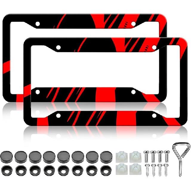 Bat License Plate Frames- 2 Pack Spider Web Goth Gothic Aluminum Metal License Plate Holder Covers Car Accessory, Rust-Proof Waterproof Car