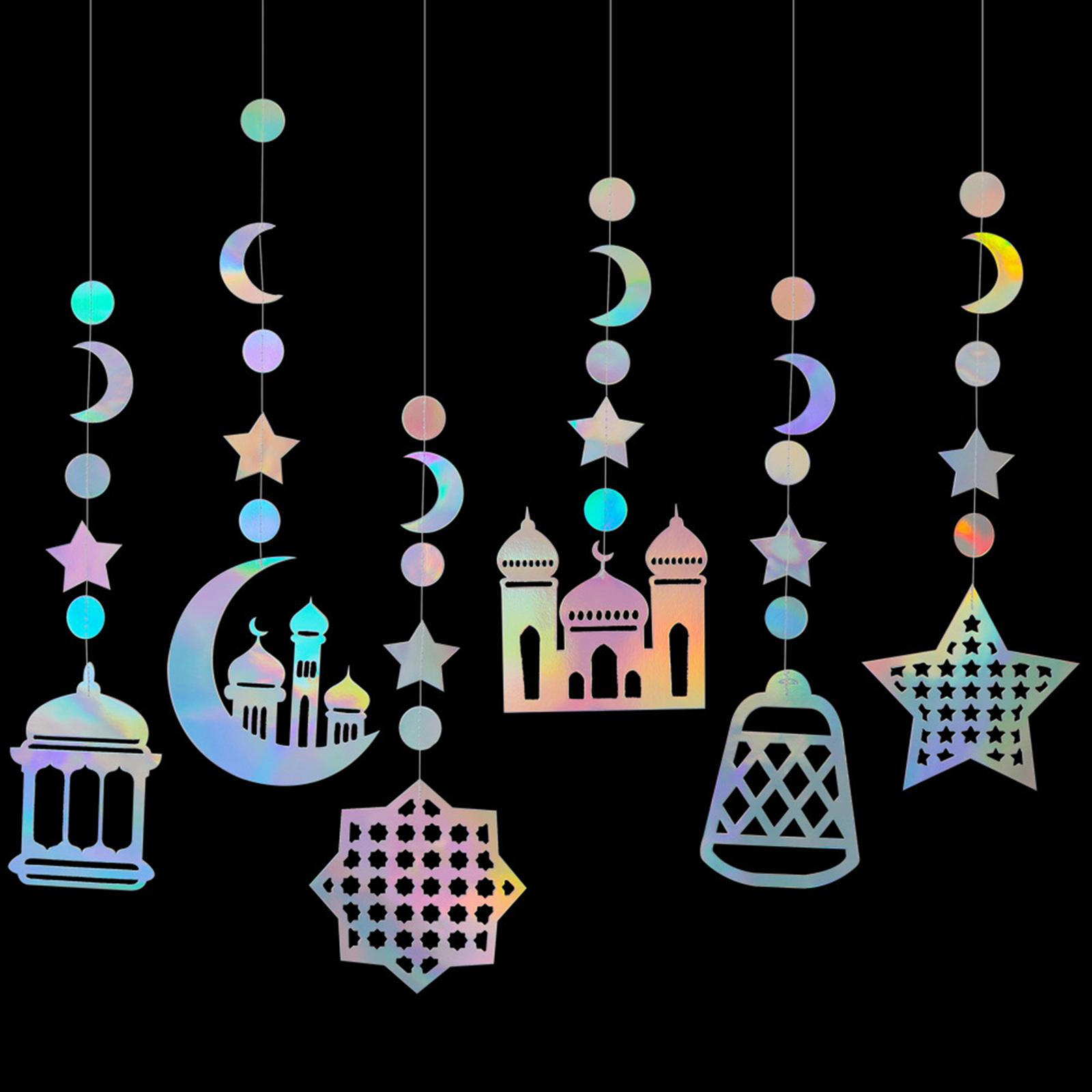 

6 шт. Рамадан Ид украшения серпантин подвесной настенный фон вечеринка Мубарак серебряный