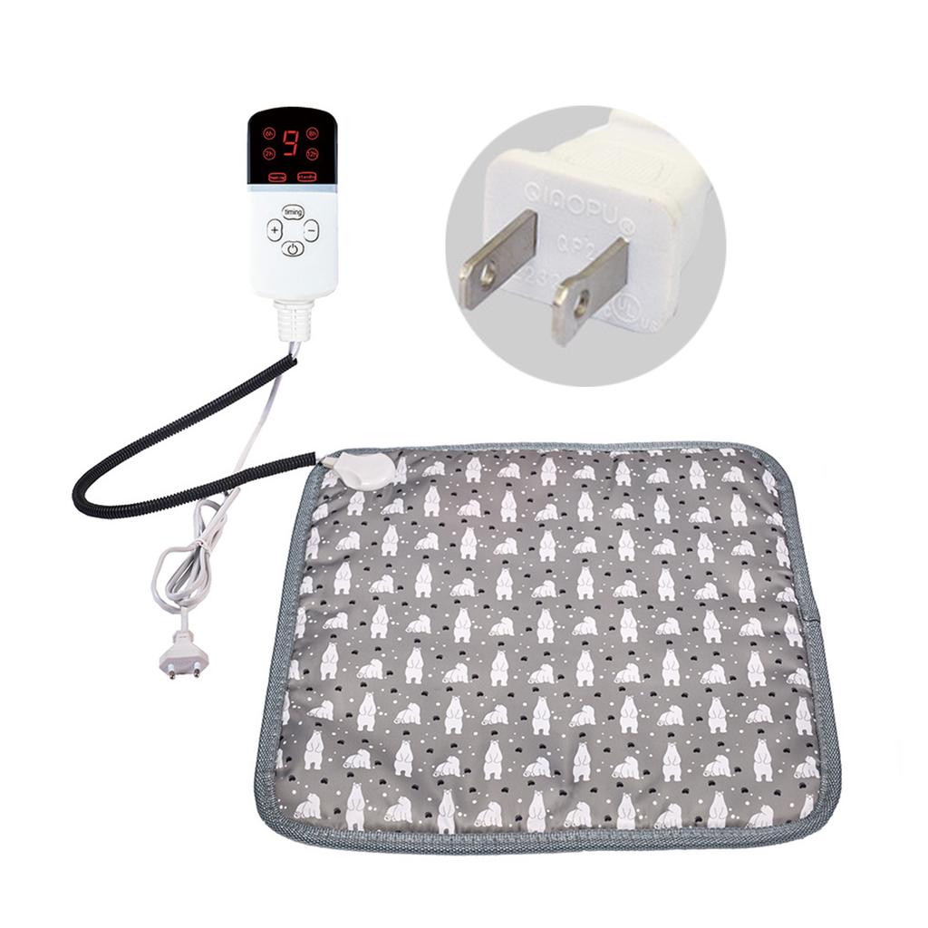 Electric Pet Heating Pad 45x45cm Adjustable Temperature 4 Timer Settings Water Proof Heated Pet Bed with Anti Bite PVC