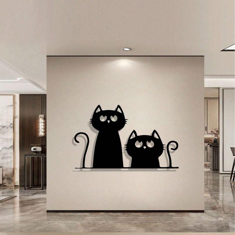 Wall Art Metal Cat Silhouette Sculpture Home Decor Gift