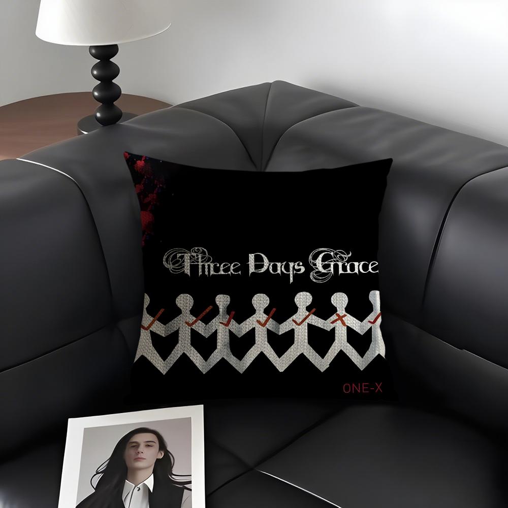 

TThree Days GraceE Band Cushion Cover Natural Linen Organic Fabric DoubleSided Printing Sofa Home Decor Gift Pillow Case 30x30cm