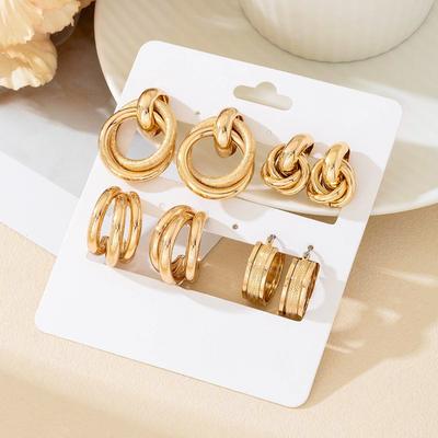 Earrings Gold Texture Temperament Multi-layer Twist Earrings Personality Exaggerated Creative Earrings
