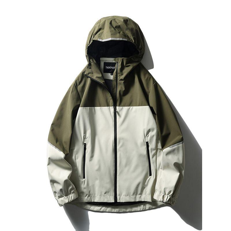 Color-Blocked Windbreaker Jacket for Men, Spring and Autumn Windproof and Waterproof Functional Sports Hooded Windbreaker, Foreign Trade Men's Jacket