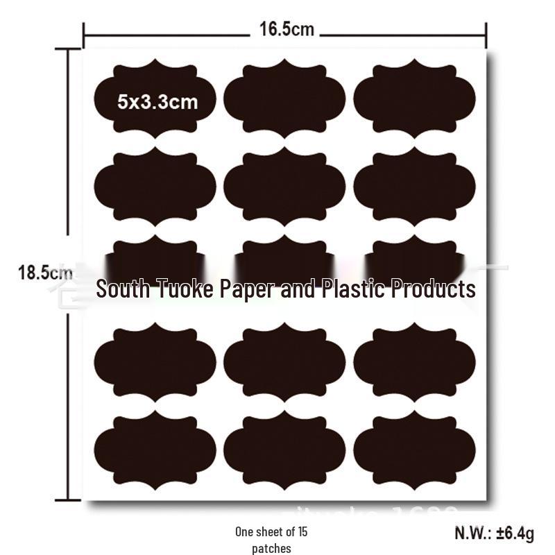 Etichete Impermeabile Negru Mat Ștergabile pentru Sticle de Sticlă - Autocolante Tip Tablă Autocolante