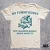 Mein Bauch tut weh, aber ich bin wirklich tapfer dabei Retro 90er Shirt, Vintage Capybara T-Shirt, Bauchschmerzen T-Shirt, Lustiges Ästhetisches Shirt