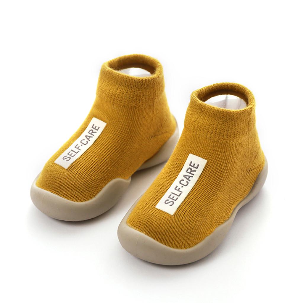 Kids Toddler Baby Boys Girls Solid Letter Anti-Slip Knitted Warm Socks