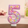 Colorful Ocean Ball Birthday Candle with Purple Edge - Creative Party Decoration
