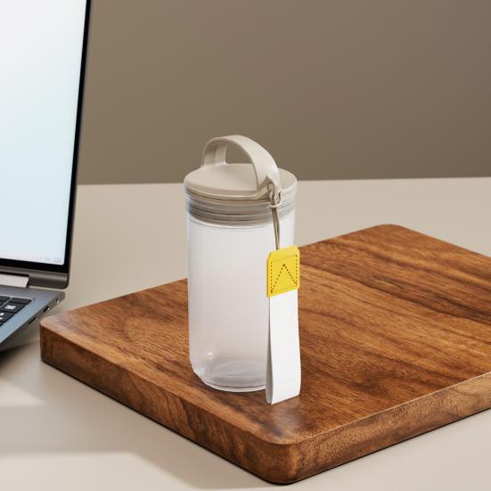 Frosted Water Bottle with Handle & Lanyard, Food Grade Clear Drinking Bottle, Leak-Proof Portable Travel Drink Soybean Milk Cup for Outdoor Gym Office
