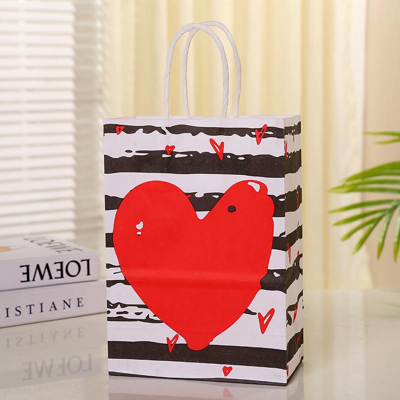 5pcs Love Theme Paper Handbag Valentine'S Day Gift Bag Birthday Girls Lady Birth Favors Red Anniversary Party Supply
