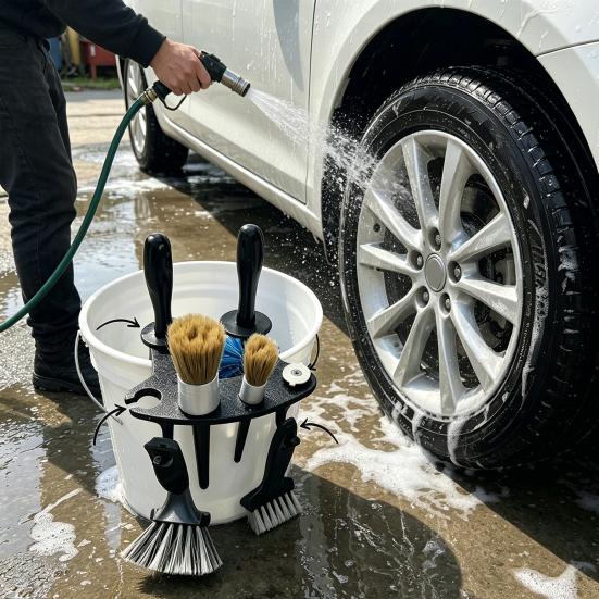 Storage Rack Plastic Bucket Organizer with Anti-Slip Design Easy Snap-On Installation Multipurpose Holder Soft Bristle Brush Organizer