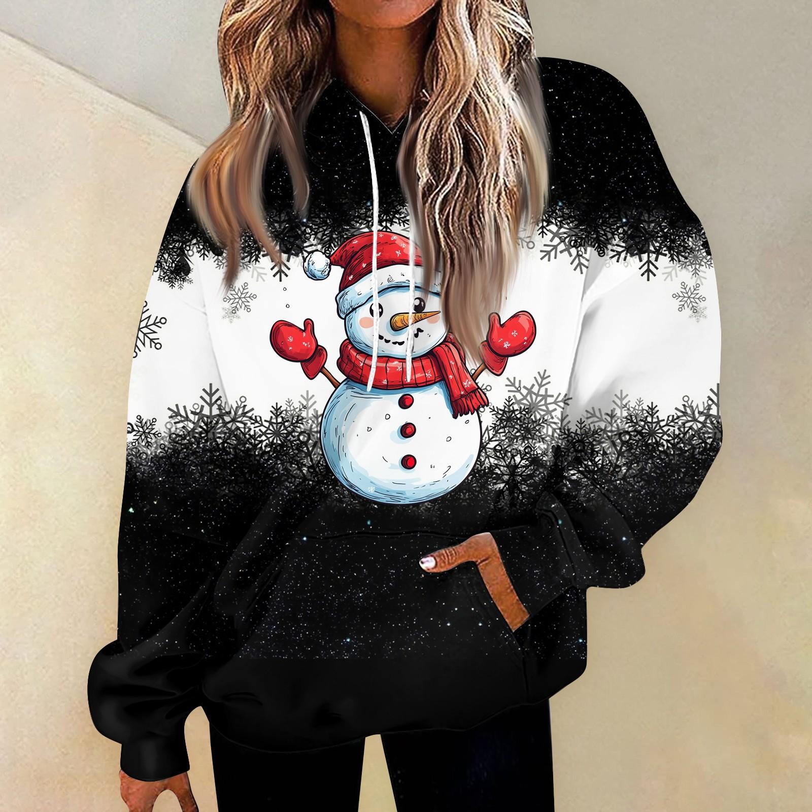 

Женские повседневные модные пуловеры с длинными рукавами и принтом, толстовки с капюшоном XL чёрный