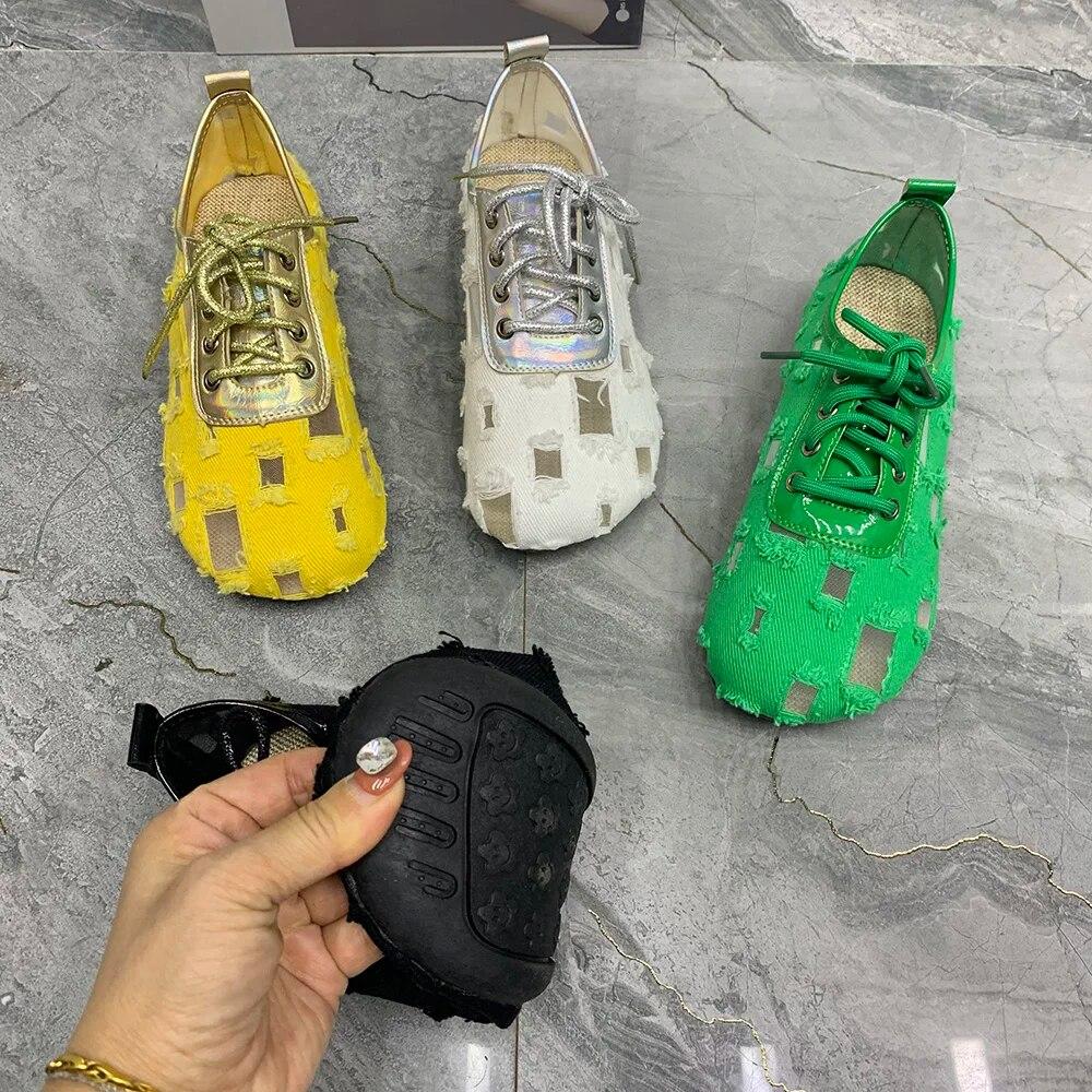 Sommer Damesko Pustende Casual Flats Sko Plus Size Snøresko Designere Sko