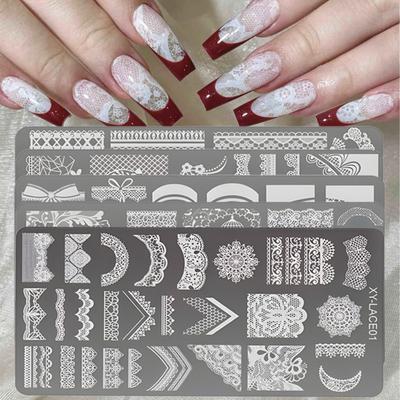 Stamping Plates Set Bows Flowers Lace Design Manicures Decoration Metal Plate Transfer Sweet Series Template