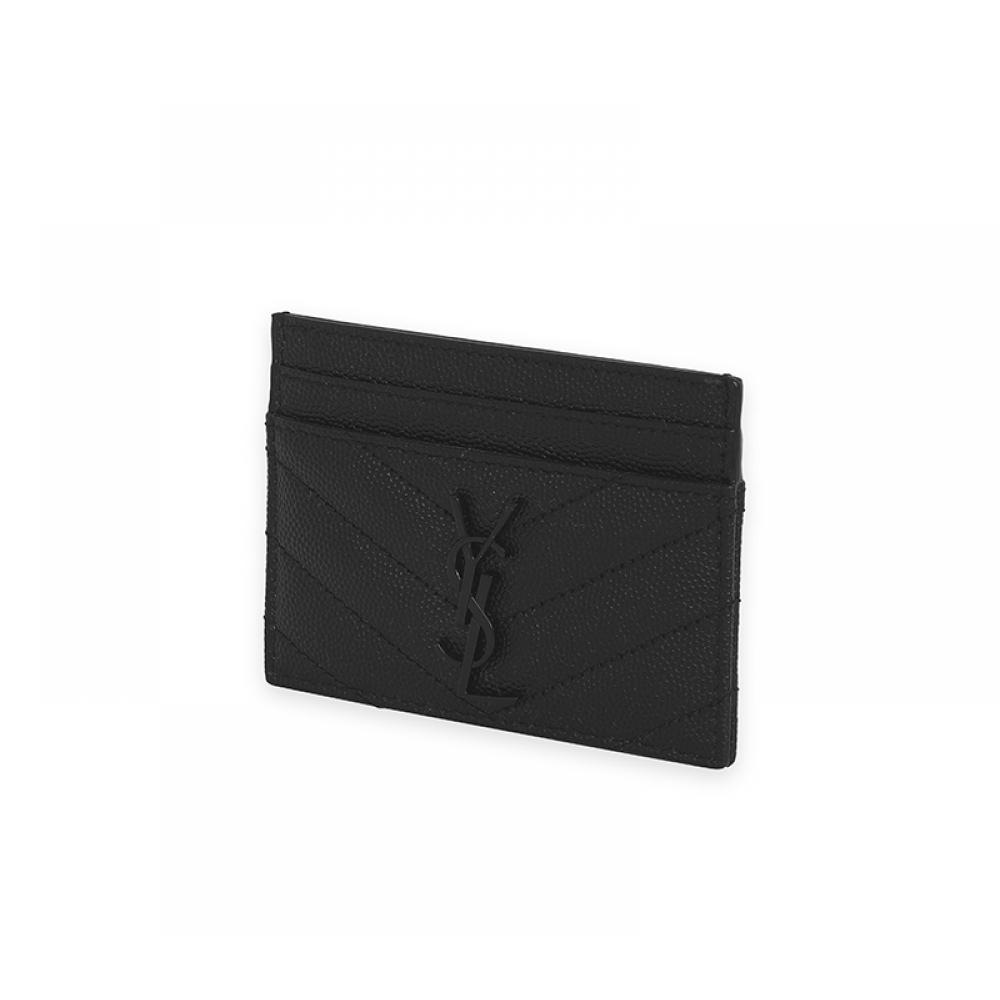 Saint Laurent Cassandra Monogram Matelasse Black Envelope Small Card Holder 423291 Bow08