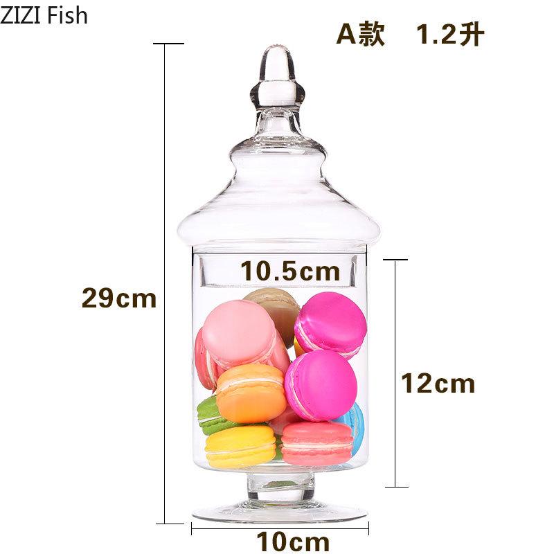 Glass Candy Jar Transparent with Lid Grains Storage European Home Miscellaneous Box Bottles