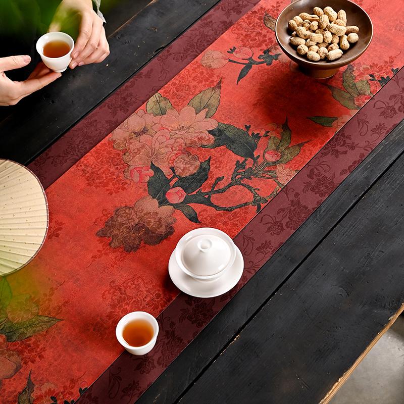 Tea Mat Waterproof and Non-slip Tea Mat Light Luxury High-end Handmade Zen Table Flag New Chinese Table Fabric Tea Flag