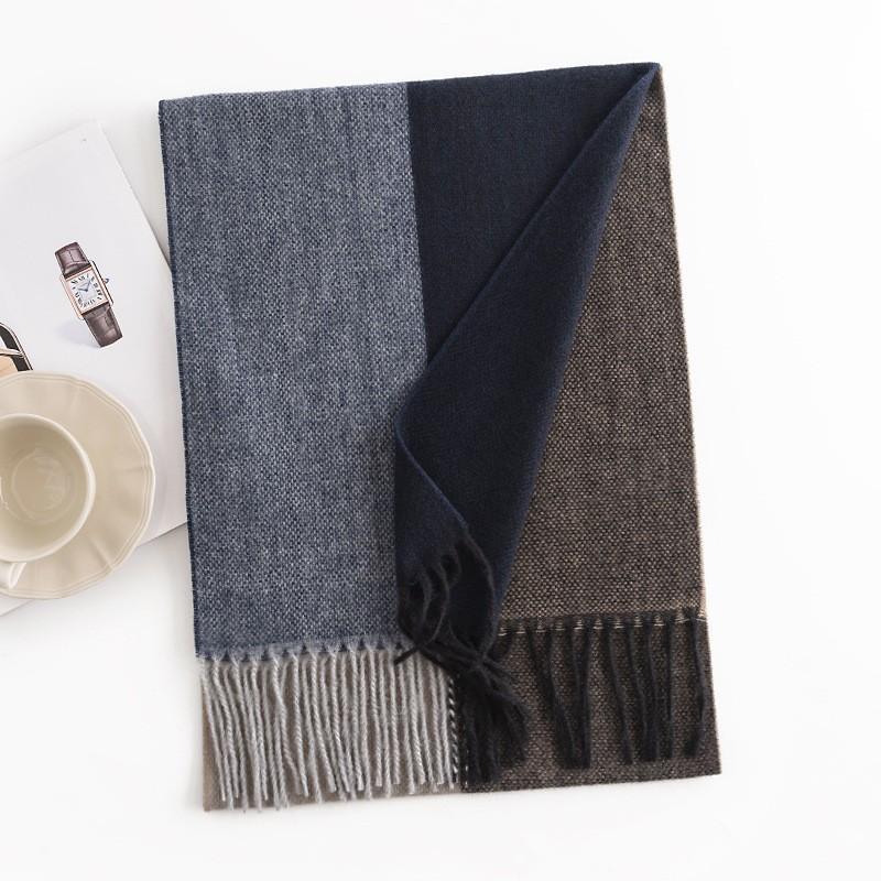 New Diamond Patterned Men's Faux Cashmere Scarf A Fashionable European and American Commuting Cold Proof Neck Protection Scarf and Warm Shawl