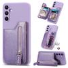 Cartera de Cuero con Cremallera, Ranuras para Tarjetas y Soporte para Teléfono Anti-caída para Samsung Galaxy S24 Ultra S23 FE S22 Plus A15 A25 A35 A55