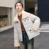 New Winter Cotton Jacket Loose Versatile Short Warm Cotton Jacket Fashionable Simple Women's Jacket Lamb Fur Collar