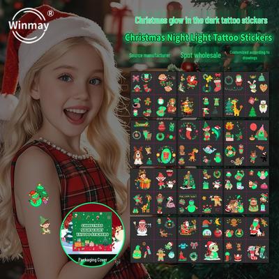Weihnachts Leucht-Tattoo-Aufkleber: Weihnachtsmann & Cartoon-Designs für Kinder