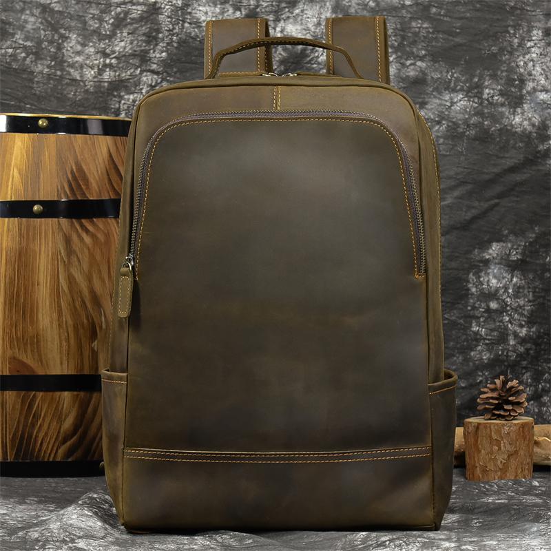 2026 New arrival leather backpack computer backpack 15.6 inch laptop bag for men male travel bags vintage business daypack men