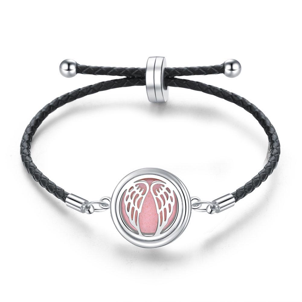 Women's Adjustable Braided Leather Aroma Diffuser Tree of Life Bracelet