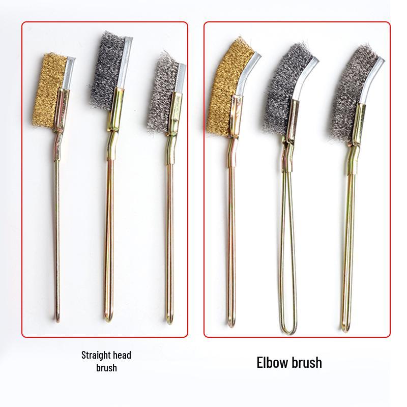 Stainless Steel Wire Brush with Bent Head and Iron Handle for Rust Removal