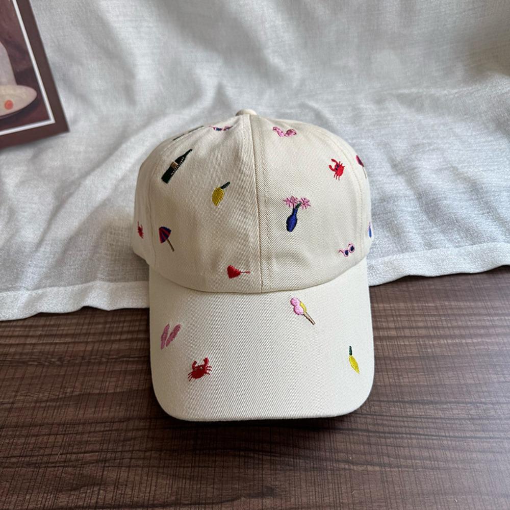 Creative Cartoon Baseball Hat Graffiti Cotton Baseball Cap Embroidered Baseball Cap Girl бежевый