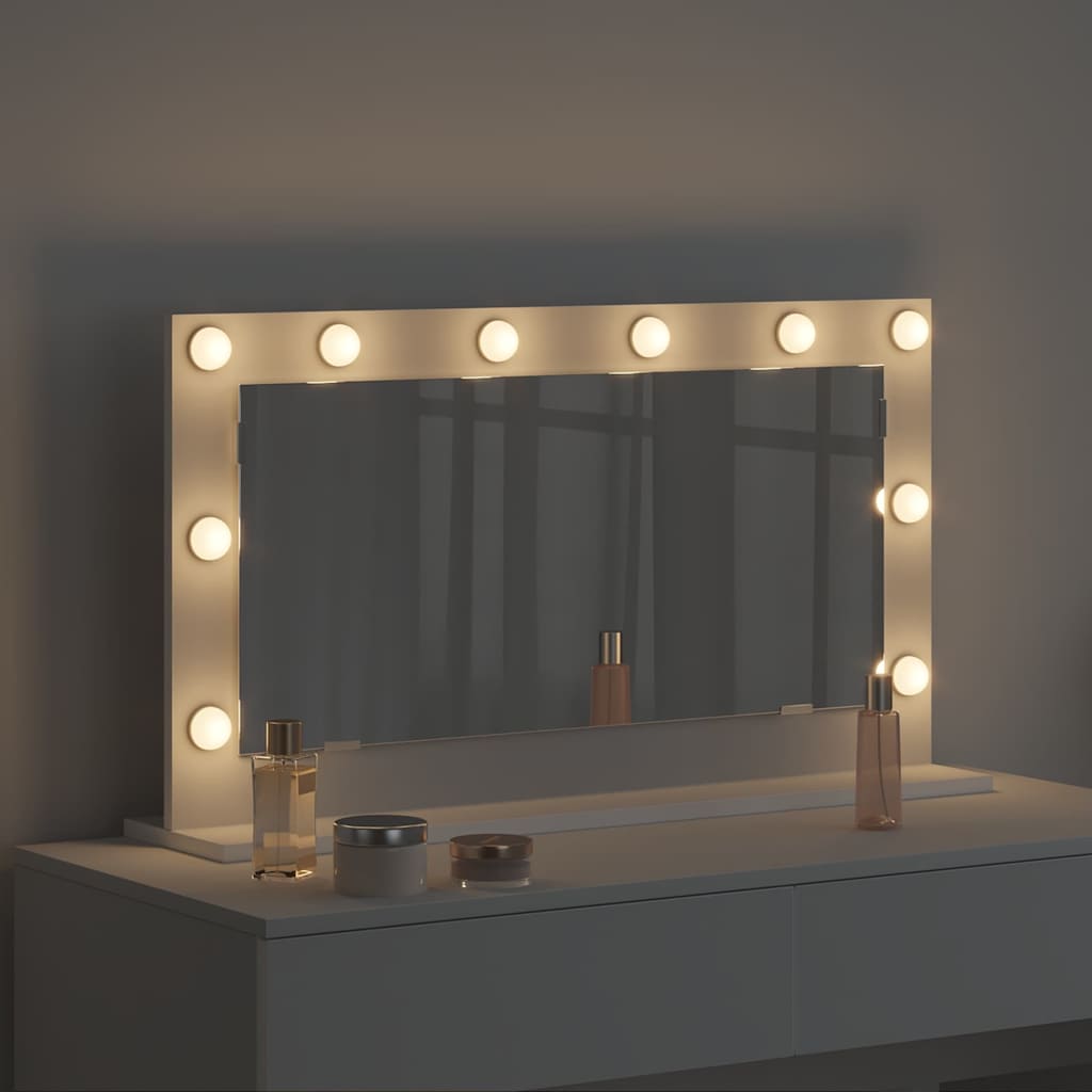 Specchio lavabo bianco 80 x 45 x 18 cm Vetro e Legno Impiallacciato