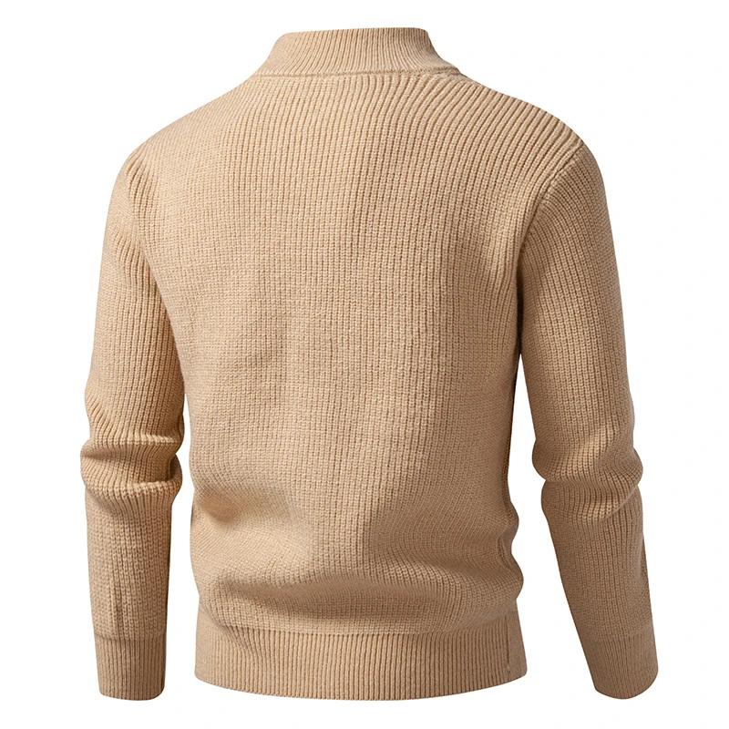 Autumn Winter Knitted Cardigan Coat Men Business Casual Sweatercoat Stand Collar Zipper Full Sleeve Knitting Sweater Outwear Man