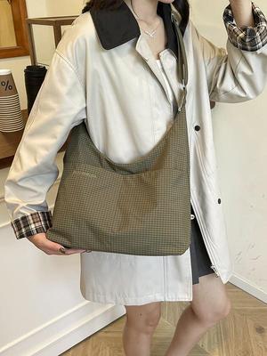 2025 Women's Large Capacity Plaid Tote Shoulder Bag - Versatile, Casual & Simple for Commuting.