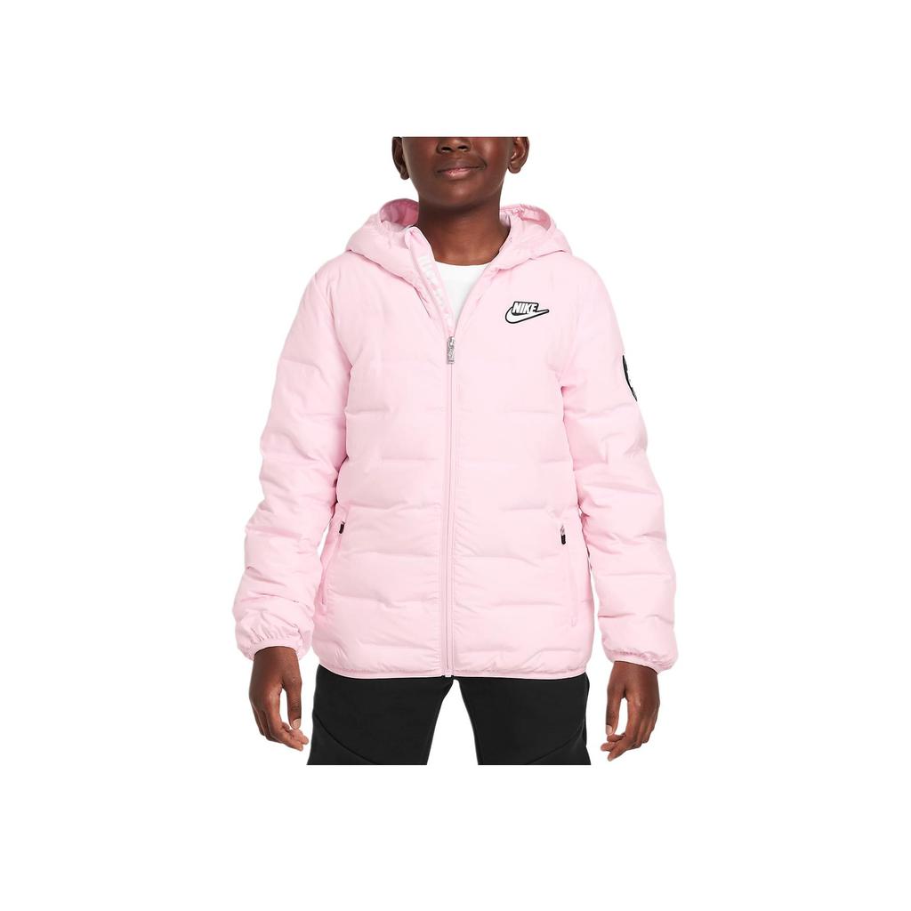 Nike Daunenjacke mit Kapuze und Reißverschluss Langarm Kinderjacken Schaumrosa HQ7186-663