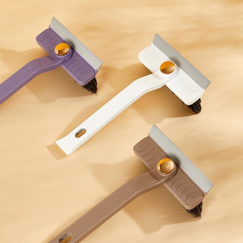 Four-in-One Rotating Crevice Brush - Multifunctional Bathroom and Tile Cleaner with Squeegee for Seamless Cleaning.
