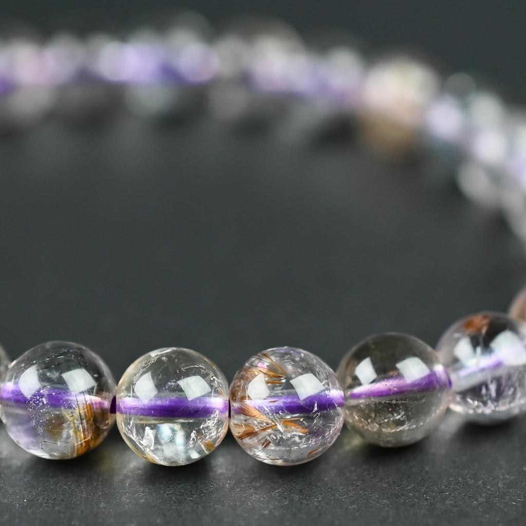 [Eigado] Cacoxenite In Quartz Bracelet, 7mm Beads, 26 Beads, Inner Diameter Approx. 16cm, Natural Stone, Power Stone, Good Luck Charm