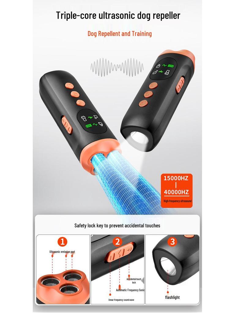 Dispositif Portatif Ultrasonique Haute Puissance Anti-Aboiements & Dressage de Chiens