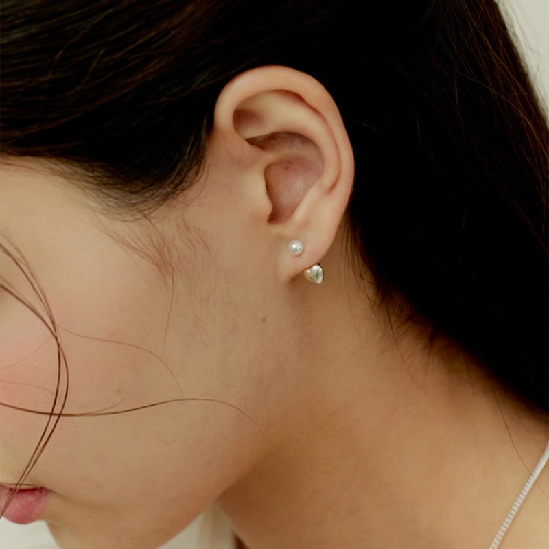 Murmur [925silver]Heart Pearl Earjacket Earrings