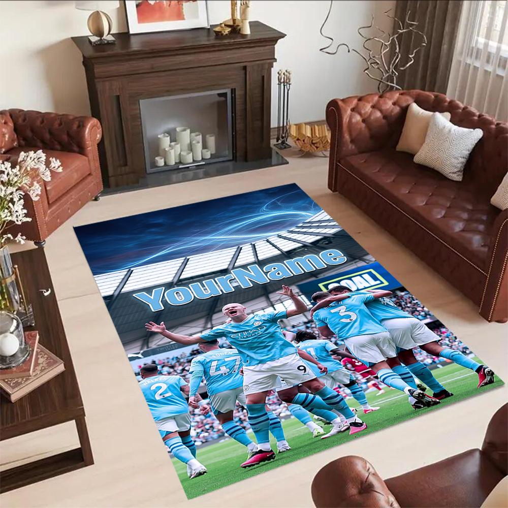 Manchester City Customizable Name Floor Mat Suitable for Balcony Living Rooms Decorate room Game Room Anti-slip Rug Anime Office Decor