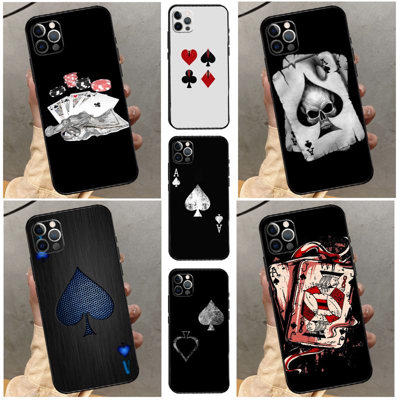 Ace of Spades Poker Case For Oppo A16 A76 A96 A17 A18 A60 A80 A40 A38 A58 A78 A98 A94 A74 A54 A15 A57 A77 A5 Pro